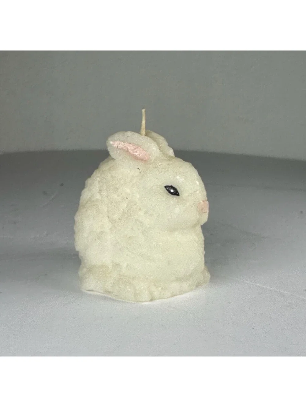 Vintage Style Easter Bunny Rabbit Figural Candle Blue Bow S-12